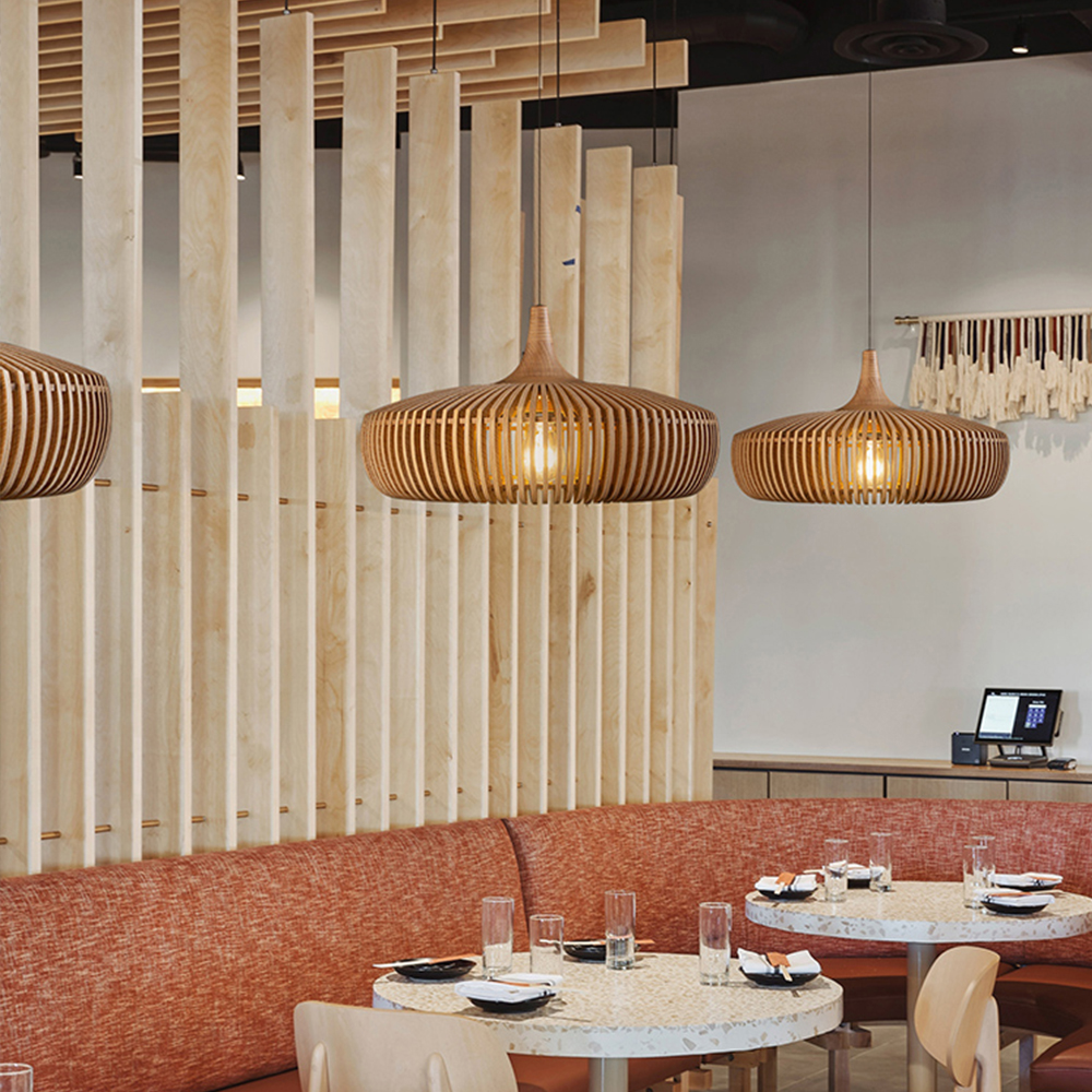Japanese Rustic Farmhouse Wooden Pendant Light Restaurant Lamp