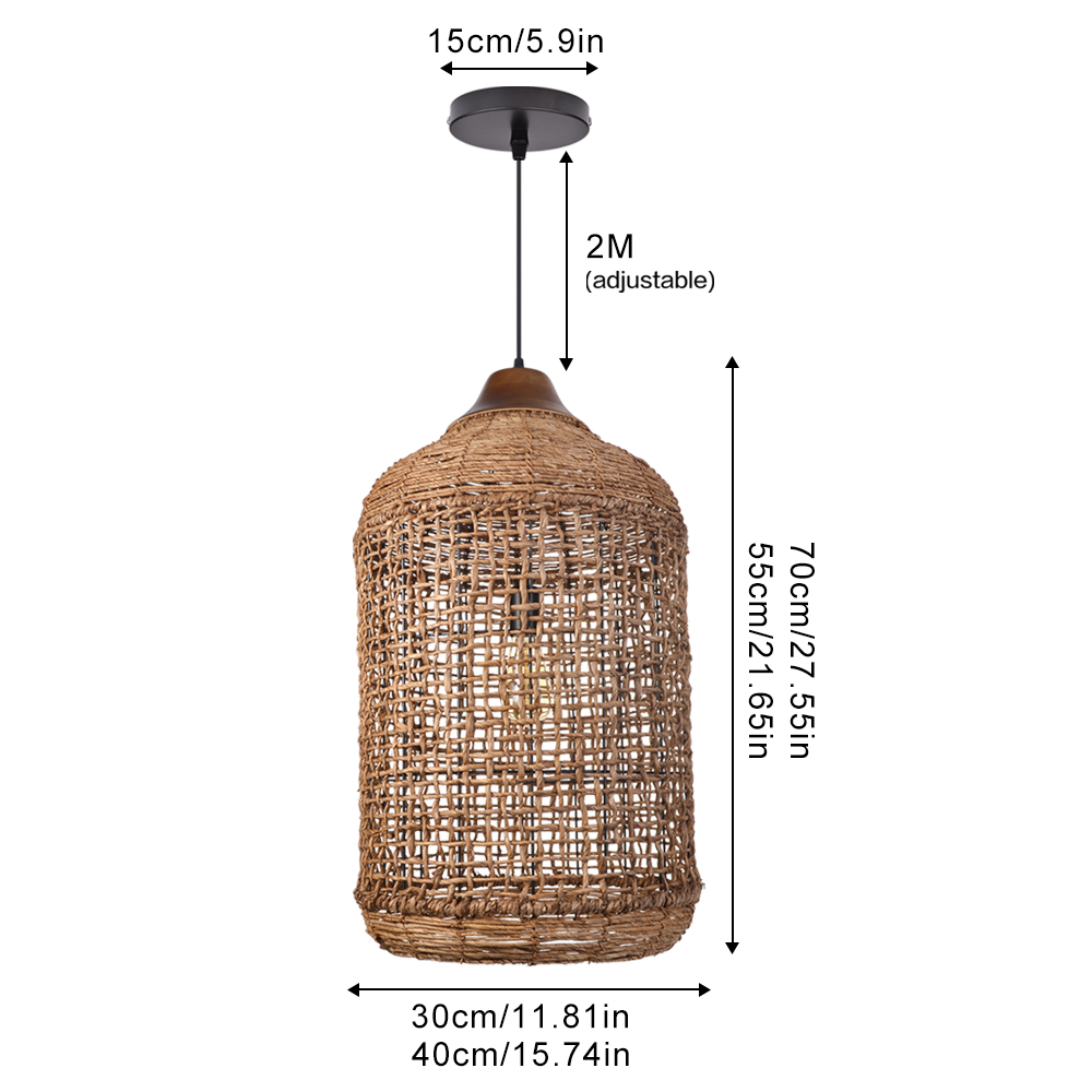 Oversize Wabi-sabi Kitchen Island Light Large Rattan Pendant Light Fixtures