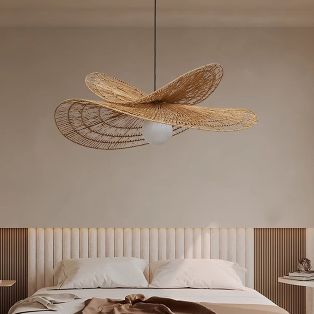 Handwoven Wabi-sabi Rattan Pendant Light Retro B&B Bedroom Living Room Creative Restaurant Chandelier