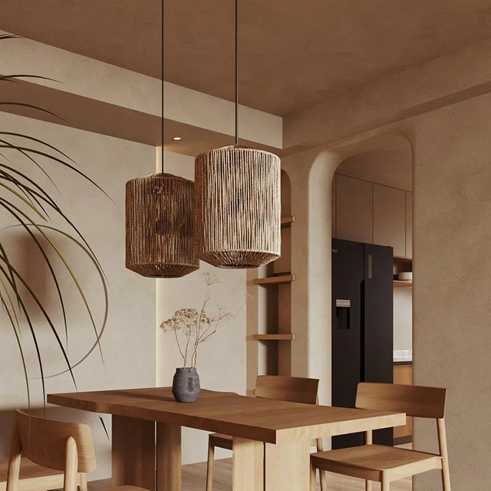 Wabi-sabi Dining Room Hemp Rope Pendant Light B&B Balcony Creative Lampshade