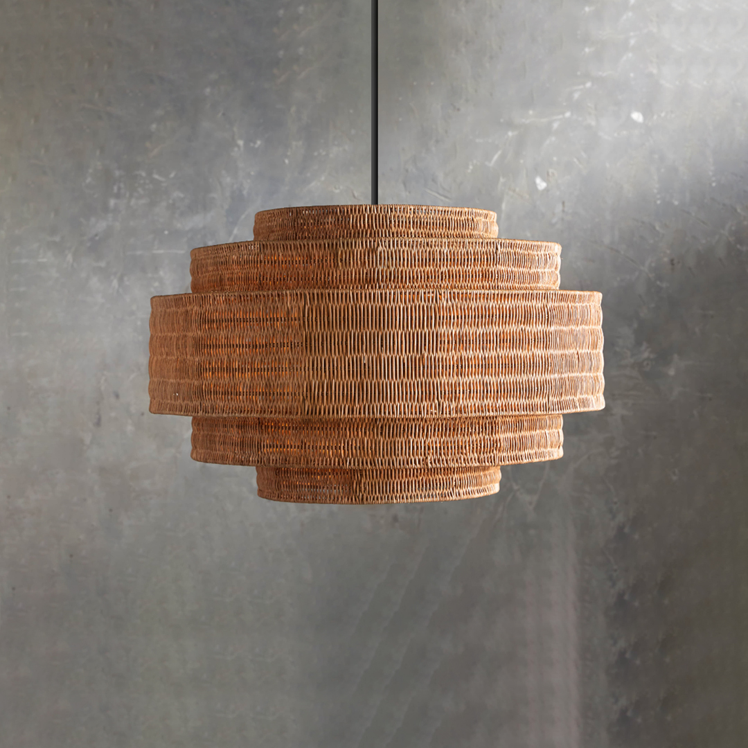 Retro Wabi-sabi style Dining Table Rattan Pendant Light B&B Decoration Handwoven Lampshade