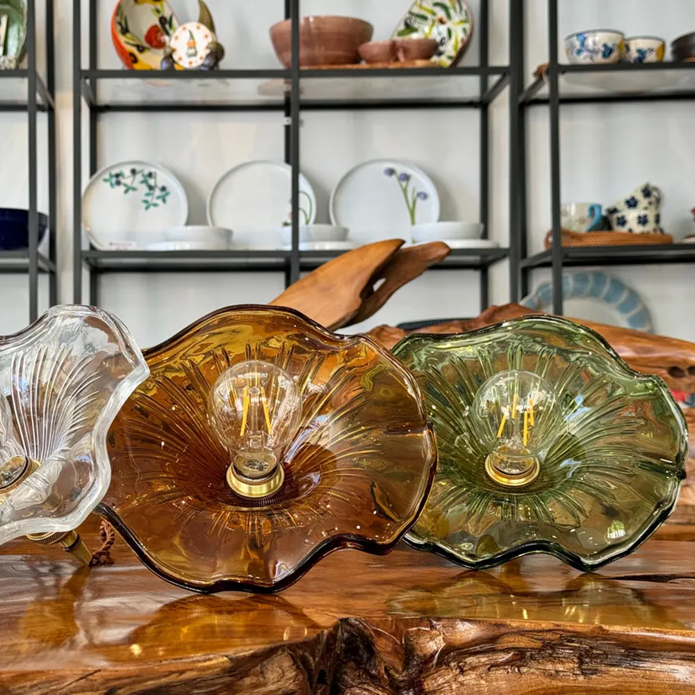 Mid Century Modern Flower Shape Glass Pendant Light Vintage Living Room Decor Lamps