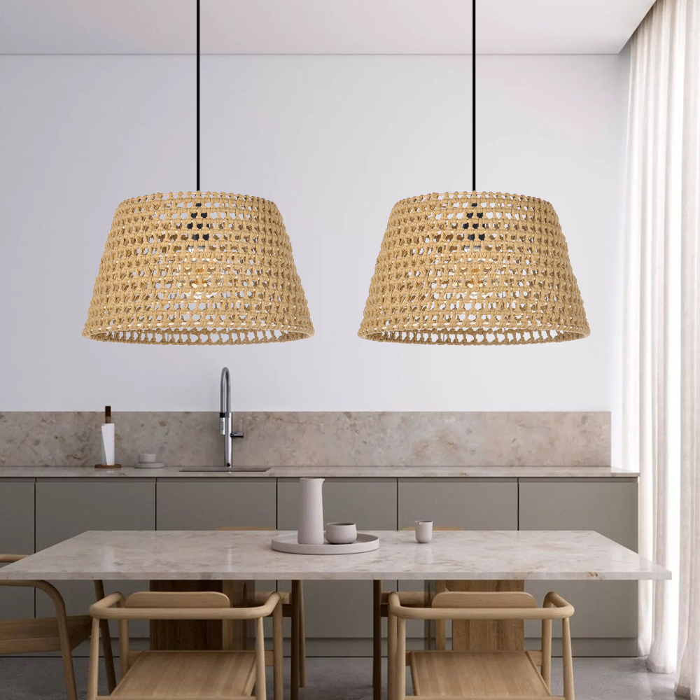 Braided Hemp Rope Chandelier Dining Room Restaurant Decorative Pendant Lampshade