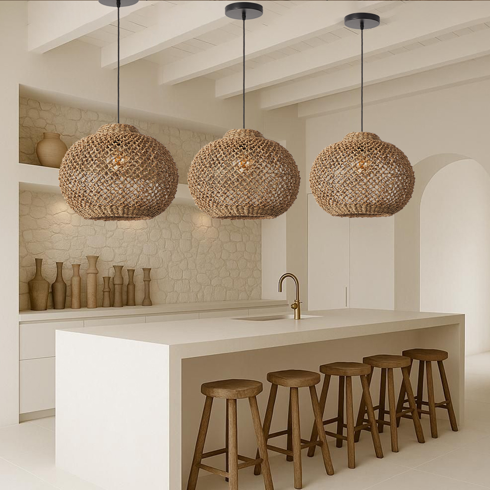 50% OFF Clearance Rustic Rattan Pendant Lights Wabi-sabi Dining Room Chandelier