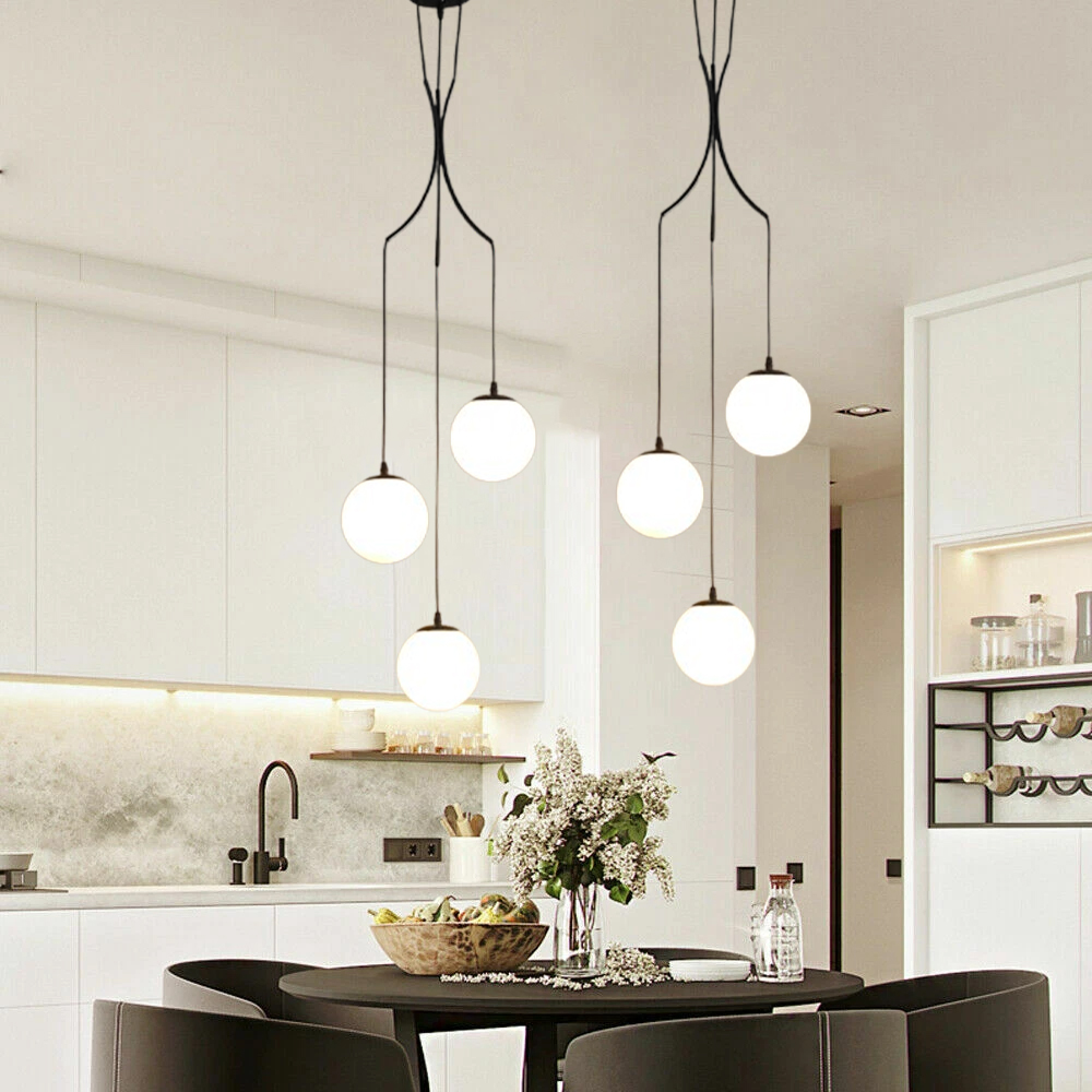 Modern Glass Bubble Chandelier Pendant Ceiling 3/9 Lights Fixture for Dining Room