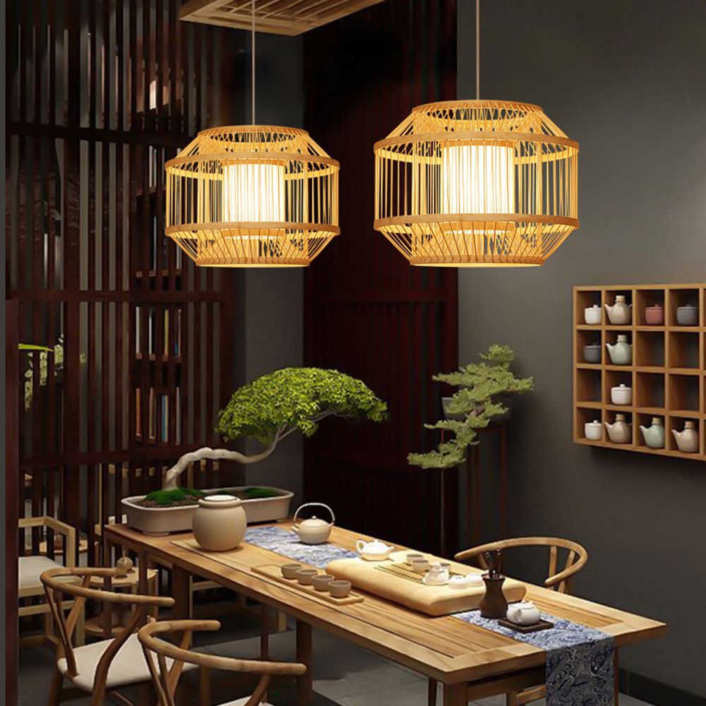 Japanese Restaurant Bamboo Chandelier Casual Tatami Pendant Lamp for Living Room