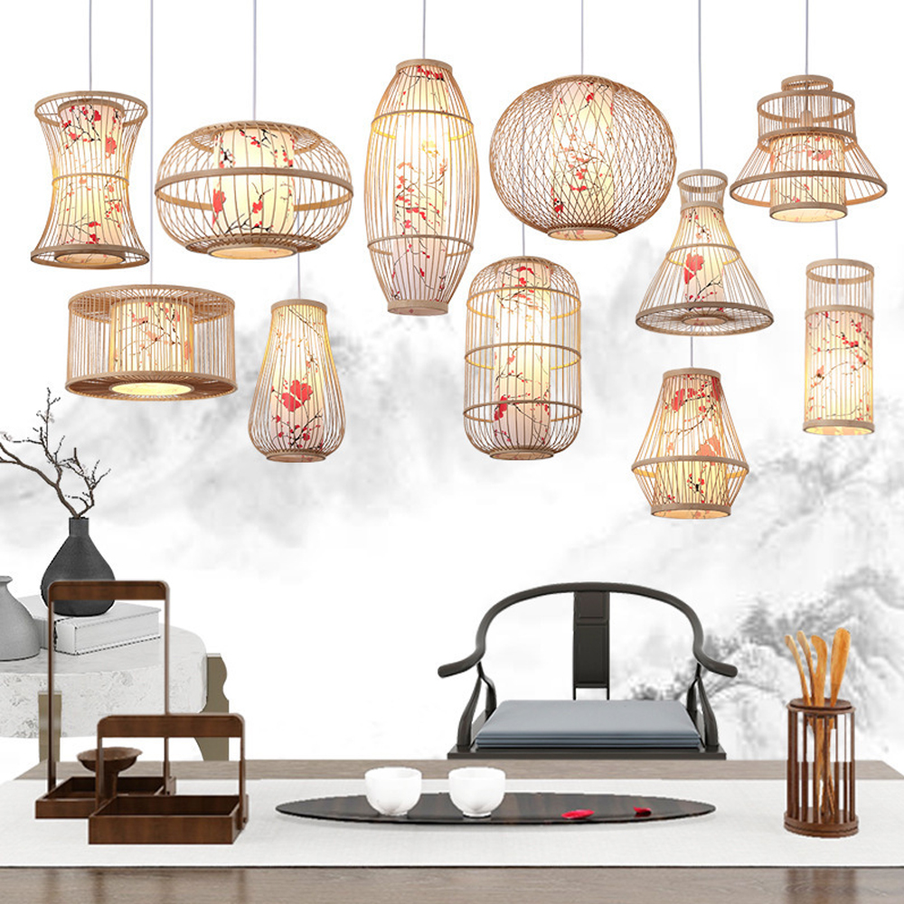 Japanese Restaurant Bamboo Lantern Chandelier Light Balcony Corridor Decorative Lamp