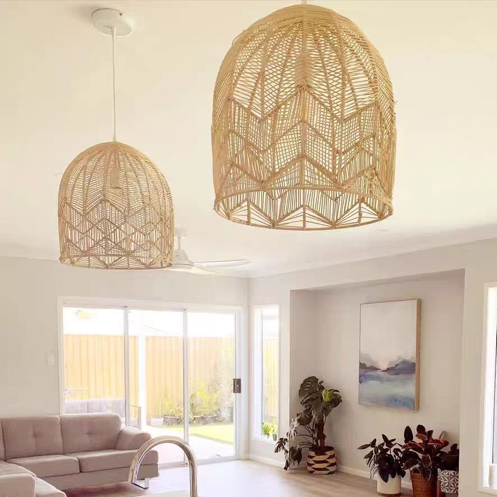 Handmade Rattan Pendant Lamp Shade Boho Light Fixture