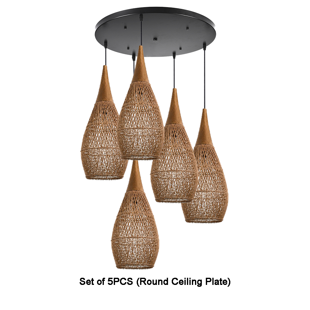 Coastal Rattan Woven Pendant Light  Farmhouse Artisan Natural Lighting for Dining Rooms