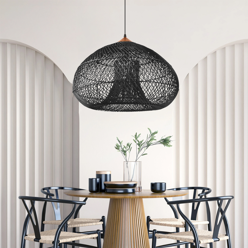 50% OFF Clearance Black Rattan Pendant Light for Dining Room Kitchen