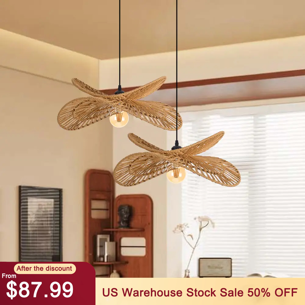 Minimalist Dining Room Rope Pendant Light Rustic Handmade Hanging Chandelier