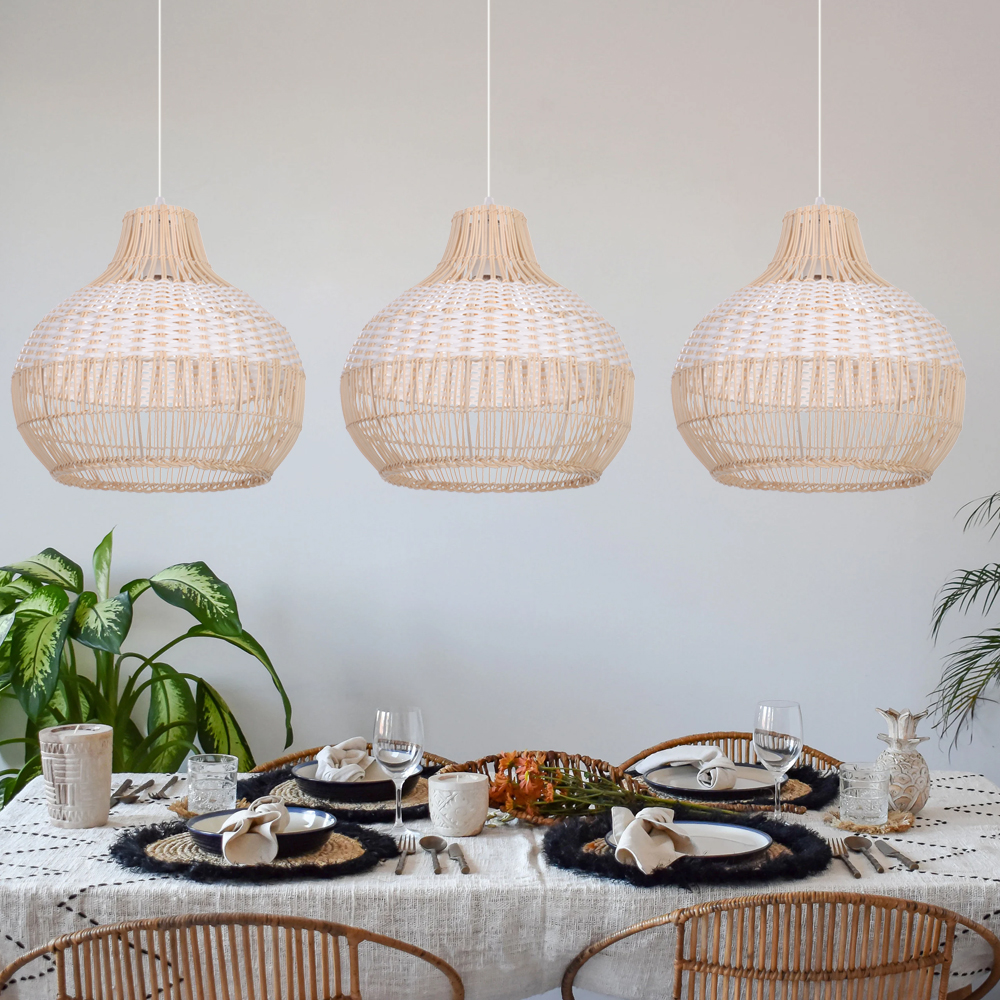 White Rattan Pendant Light Woven Rattan Lampshade