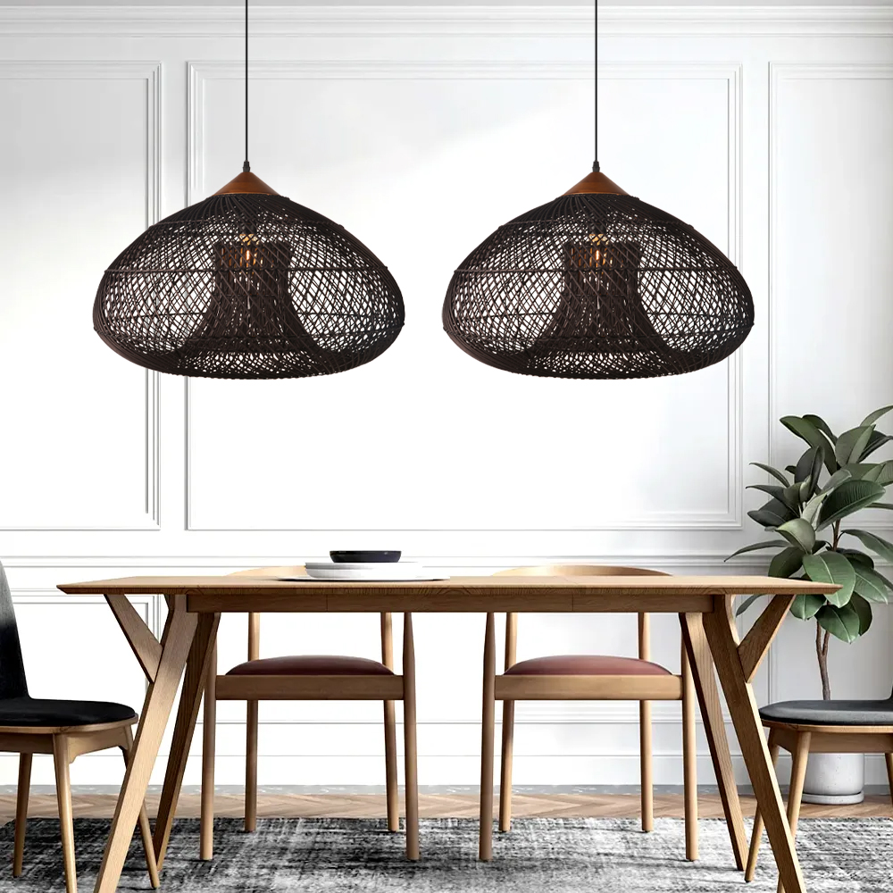 50% OFF Clearance Black Rattan Pendant Light for Dining Room Kitchen