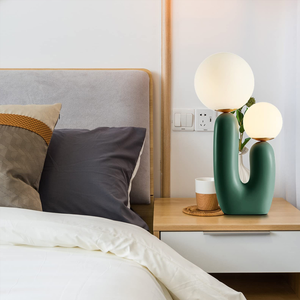 Retro Traditional Vintage Decorative Green Table Lamp for Livingroom Bedroom