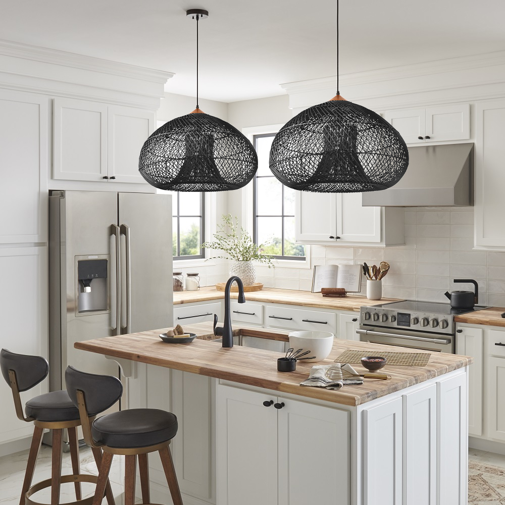 50% OFF Clearance Black Rattan Pendant Light for Dining Room Kitchen