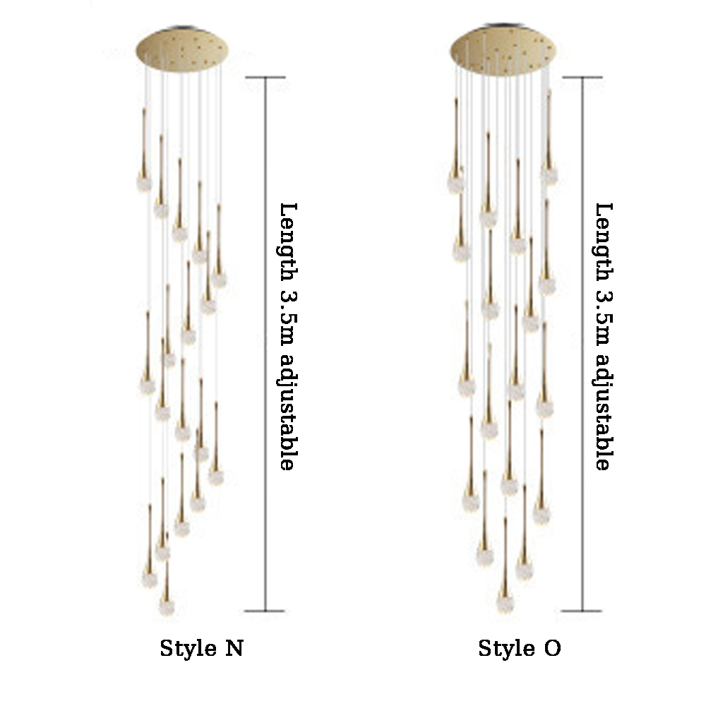 Modern Minimalist Staircase Chandelier Creative Soft Light Duplex Chandelier Restaurant Villa Spiral Stairwell Long Chandelier