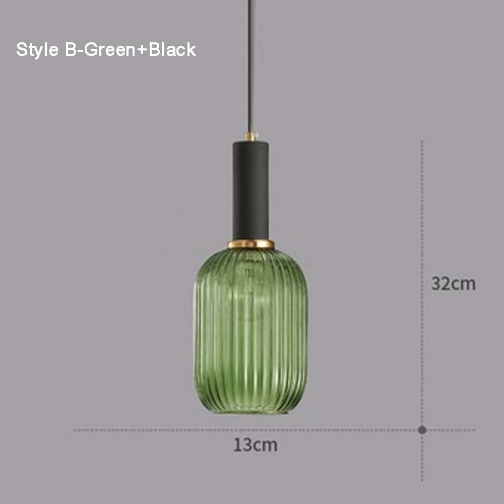 Dark Green Small Glass Pendant Light Kitchen Island Restaurant Retro Chandelier American Home Lighting