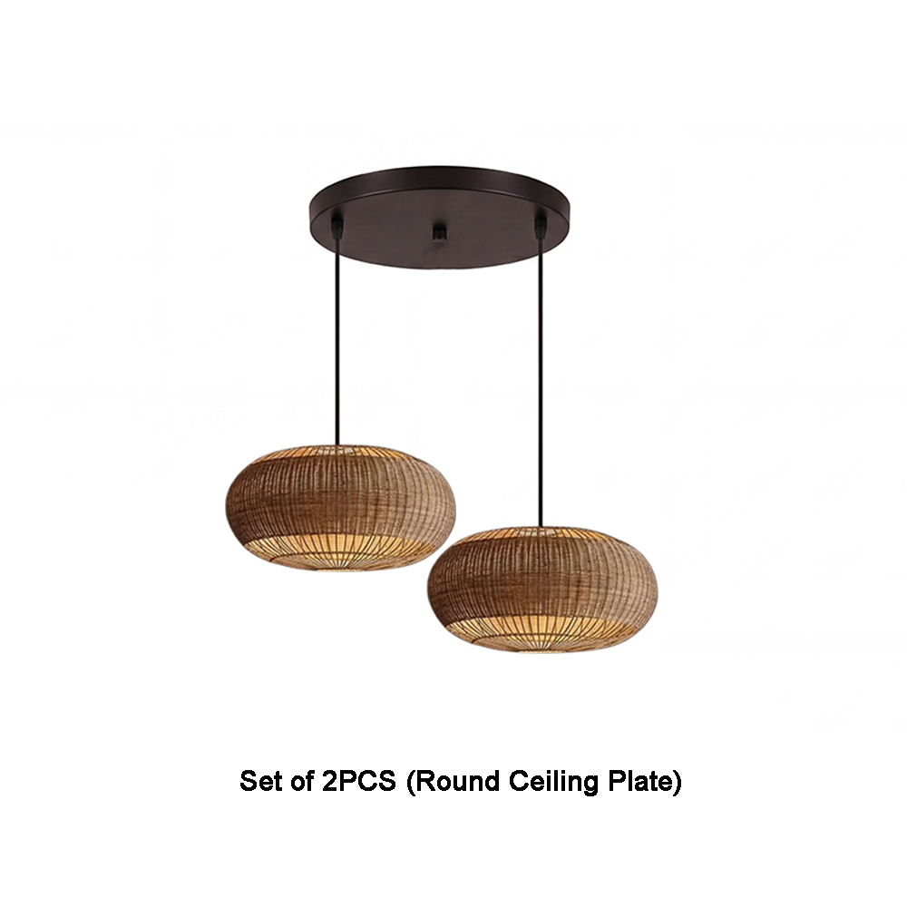 Coastal Home Lighting Kitchen Island Rattan Pendant Light Natural Retro Luxurious Chandelier Wabi-sabi Style