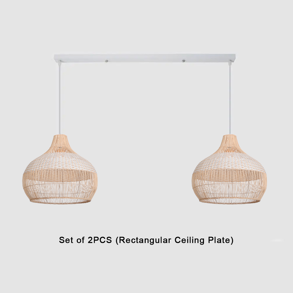 White Rattan Pendant Light Woven Rattan Lampshade