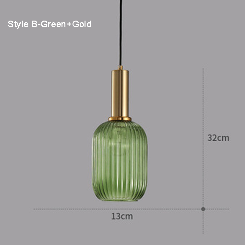 Dark Green Small Glass Pendant Light Kitchen Island Restaurant Retro Chandelier American Home Lighting