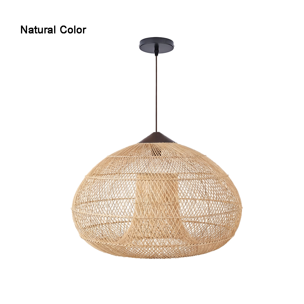 Wabi Sabi Style Retro Dining Room Chandelier Rattan Zen Pendant Light