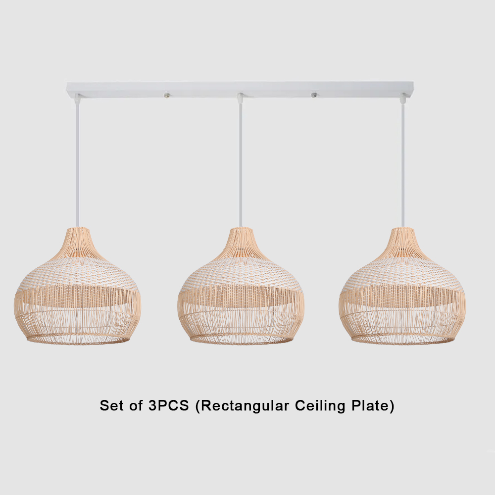 White Rattan Pendant Light Woven Rattan Lampshade