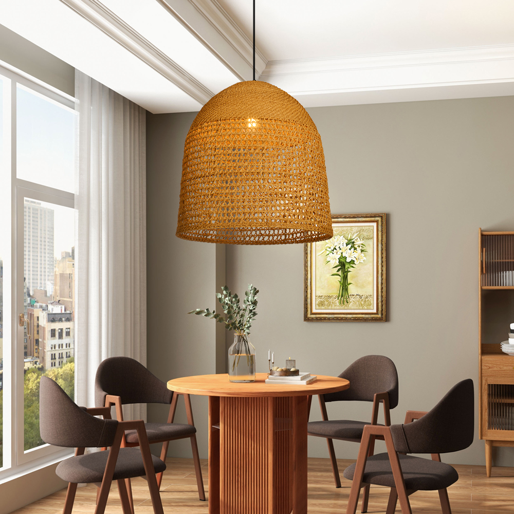 Handmade Modern Kitchen Rattan Pendant Light Living Room Chandeliers