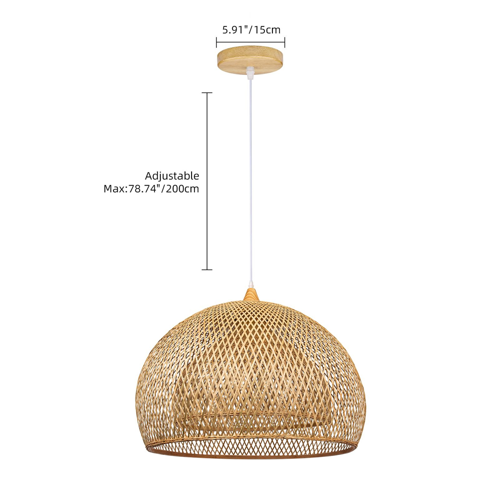 Japandi Style Handwoven Bamboo Pendant Light for Dining Nook