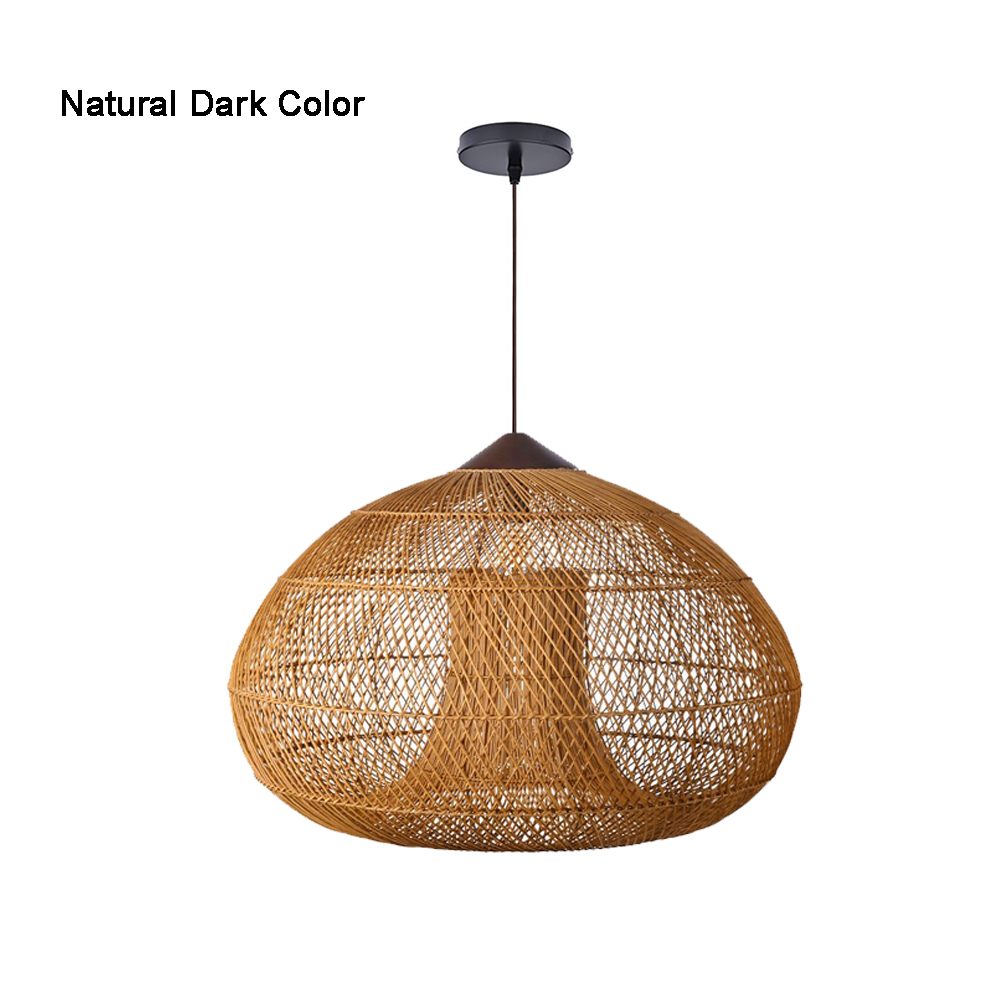 Wabi Sabi Style Retro Dining Room Chandelier Rattan Zen Pendant Light