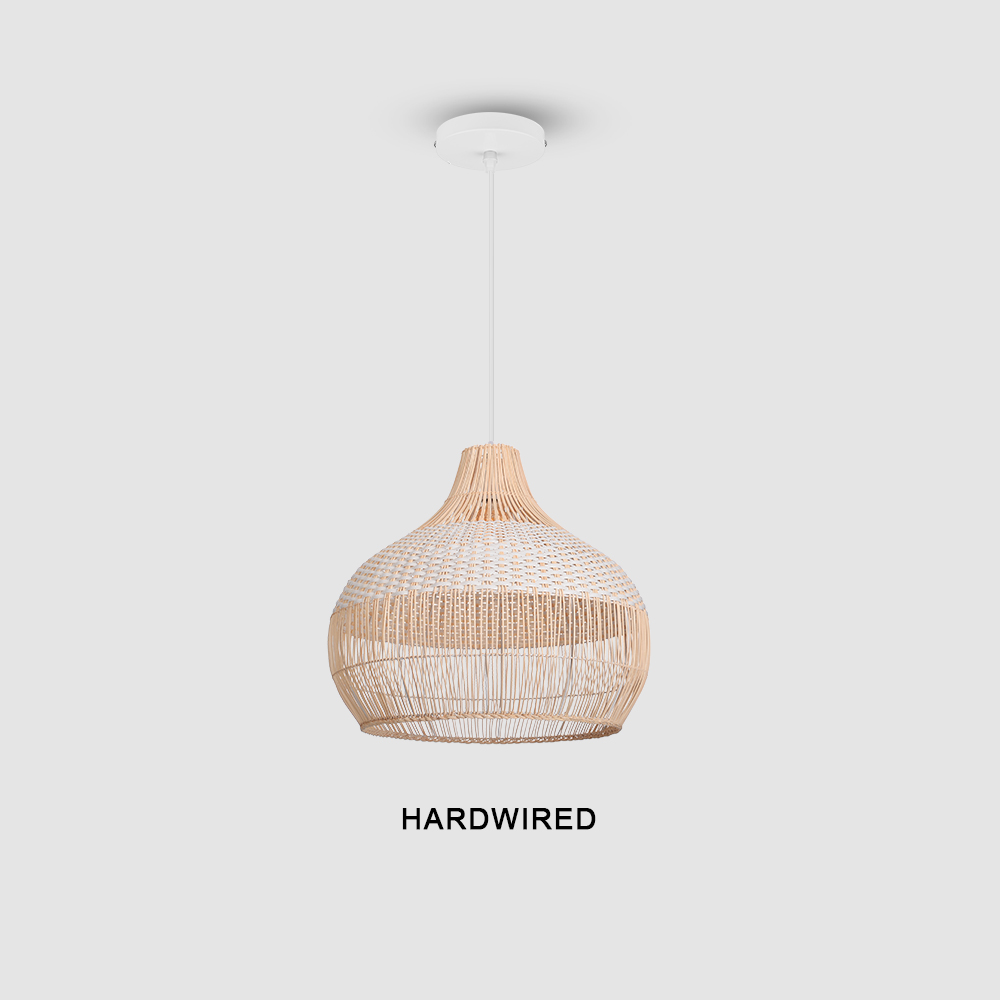 White Rattan Pendant Light Woven Rattan Lampshade