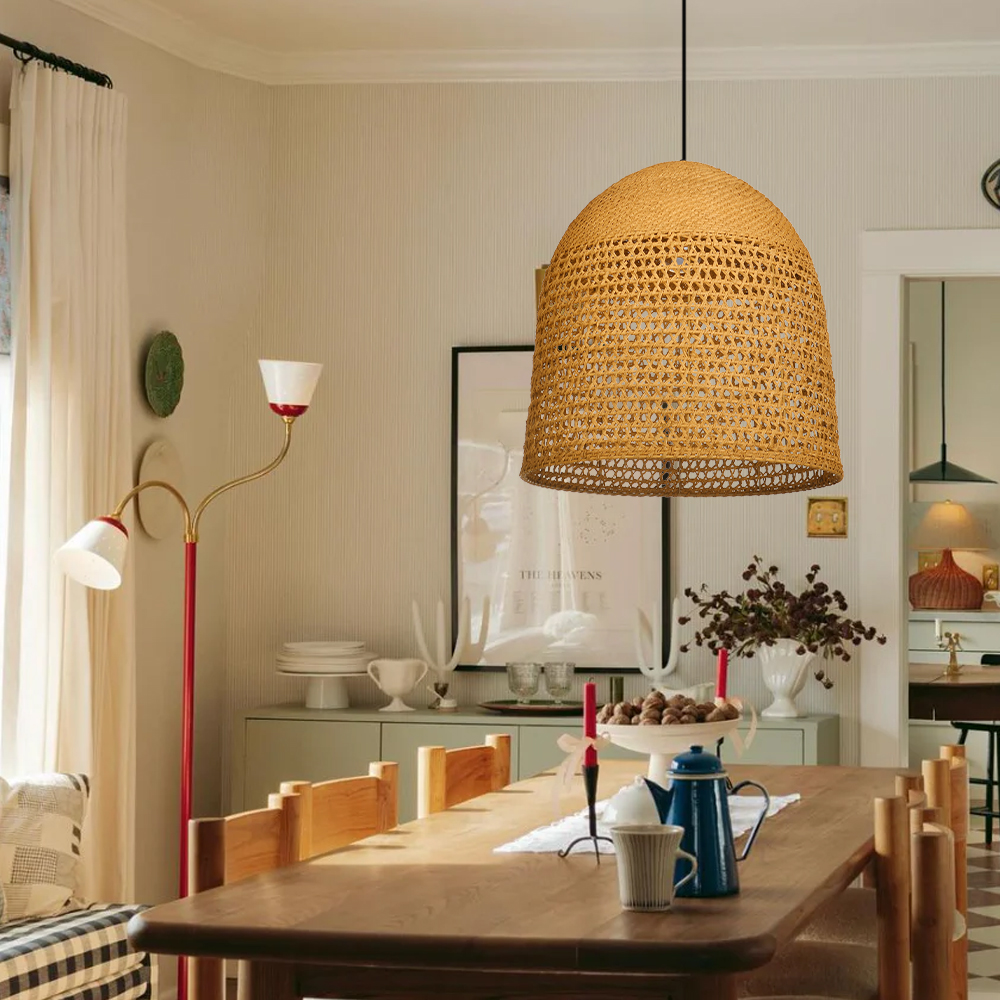 Handmade Modern Kitchen Rattan Pendant Light Living Room Chandeliers