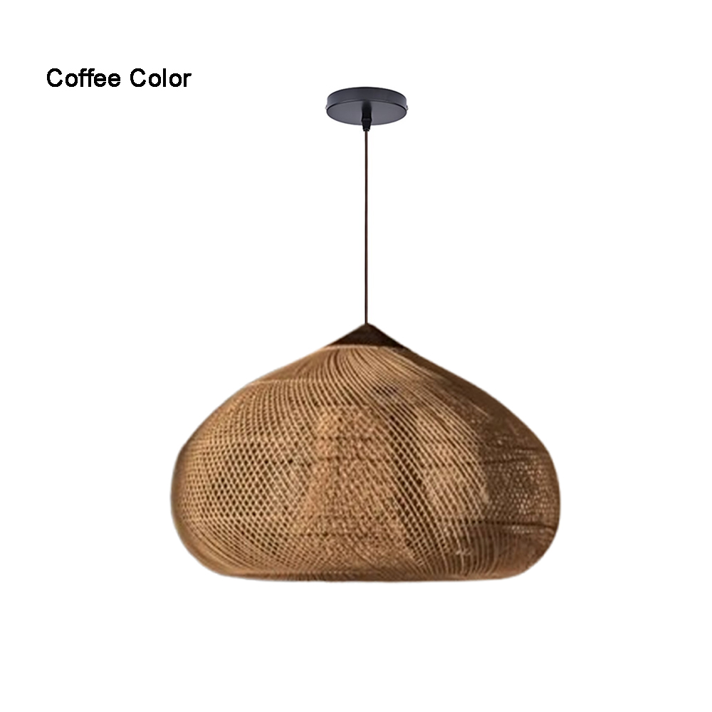 Wabi Sabi Style Retro Dining Room Chandelier Rattan Zen Pendant Light