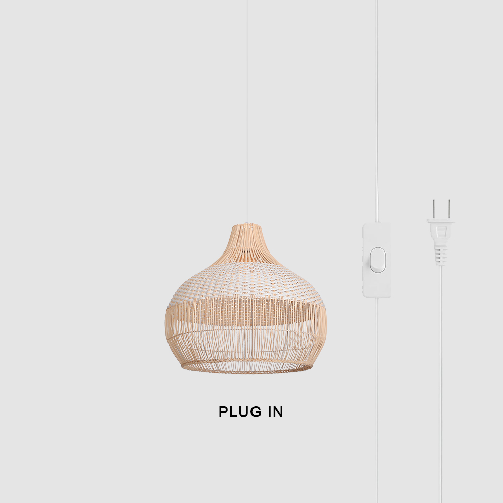 White Rattan Pendant Light Woven Rattan Lampshade