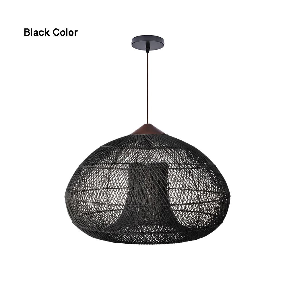 Wabi Sabi Style Retro Dining Room Chandelier Rattan Zen Pendant Light