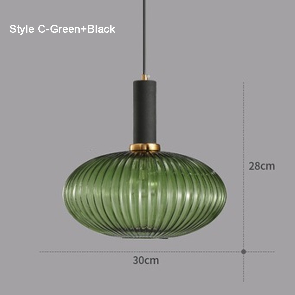Dark Green Small Glass Pendant Light Kitchen Island Restaurant Retro Chandelier American Home Lighting