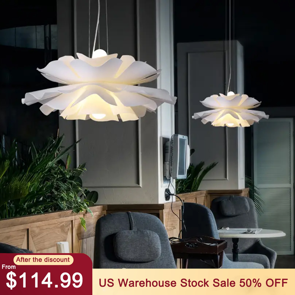 Nordic Modern Designer White Flower Pendant Light Acrylic Chandelier