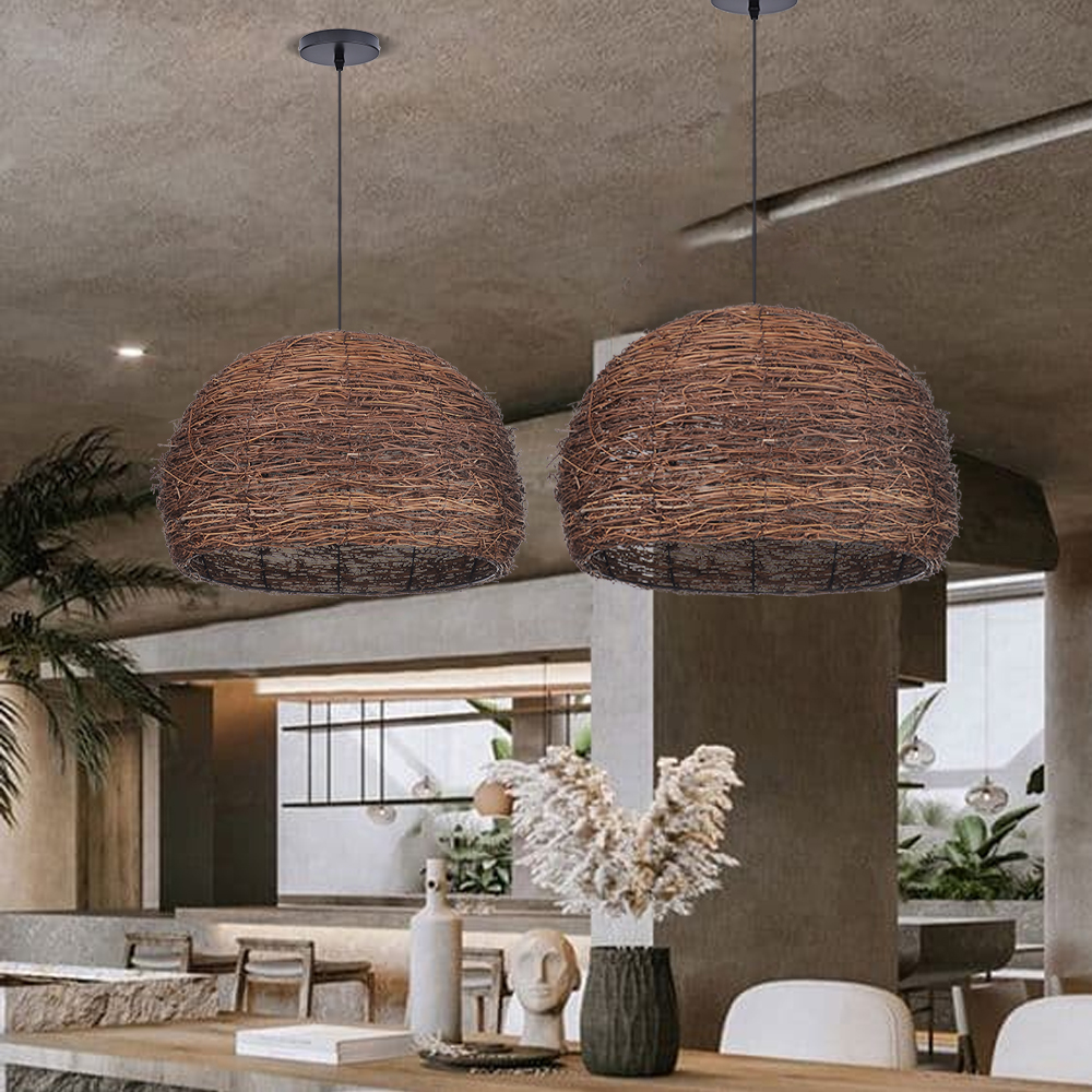 Handmade Bird's Nest Pendant Light Commercial Restaurant Cafe Art Decor Rattan Chandelier
