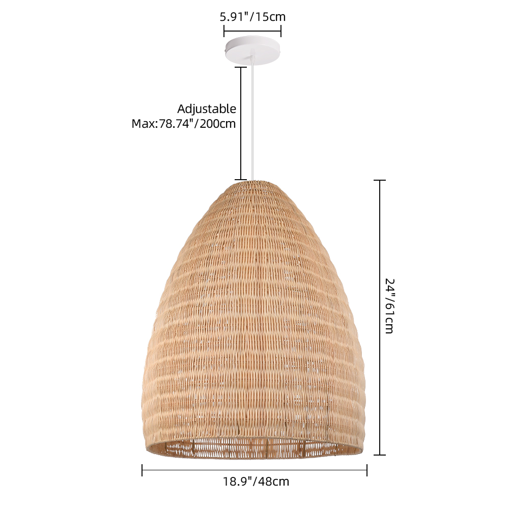 Restaurant Pendant Light Countryside Style Woven Rattan Hanging Lamp for Dining Room