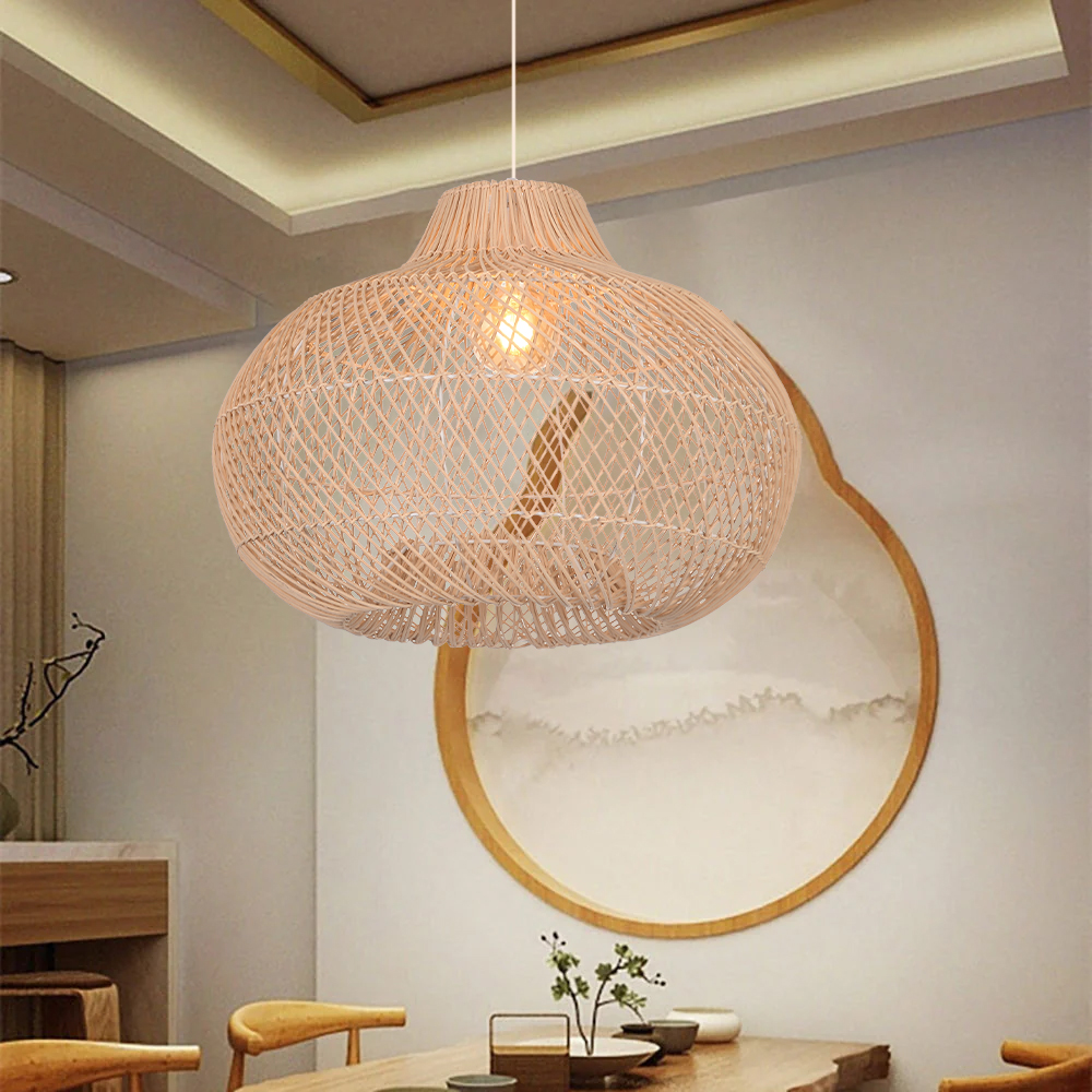 Coastal Boho Rattan Chandelier Home Decor Farmhouse Style Hanging Light