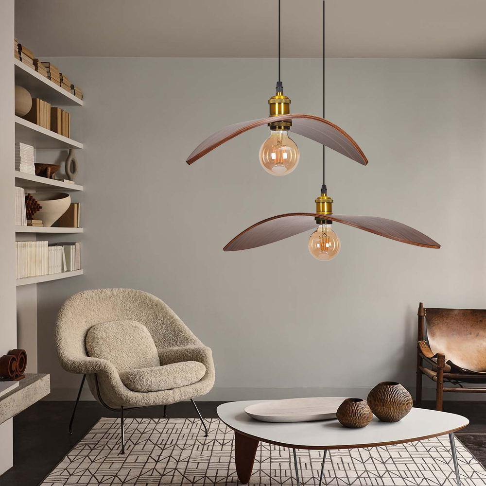 Nordic Style Walnut Wood Chandelier for DIning Room Living Room