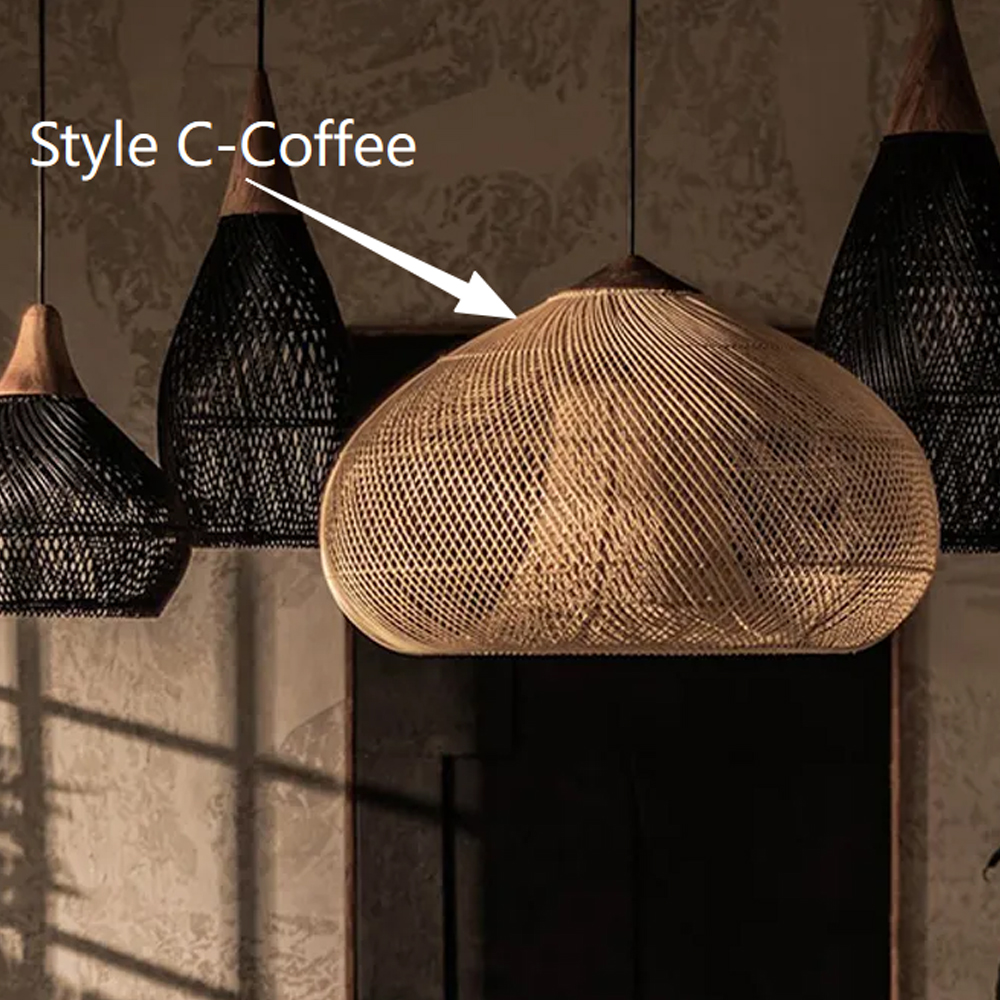 Rattan Pendant Light Wabi Sabi Style Retro Dining Room Chandelier