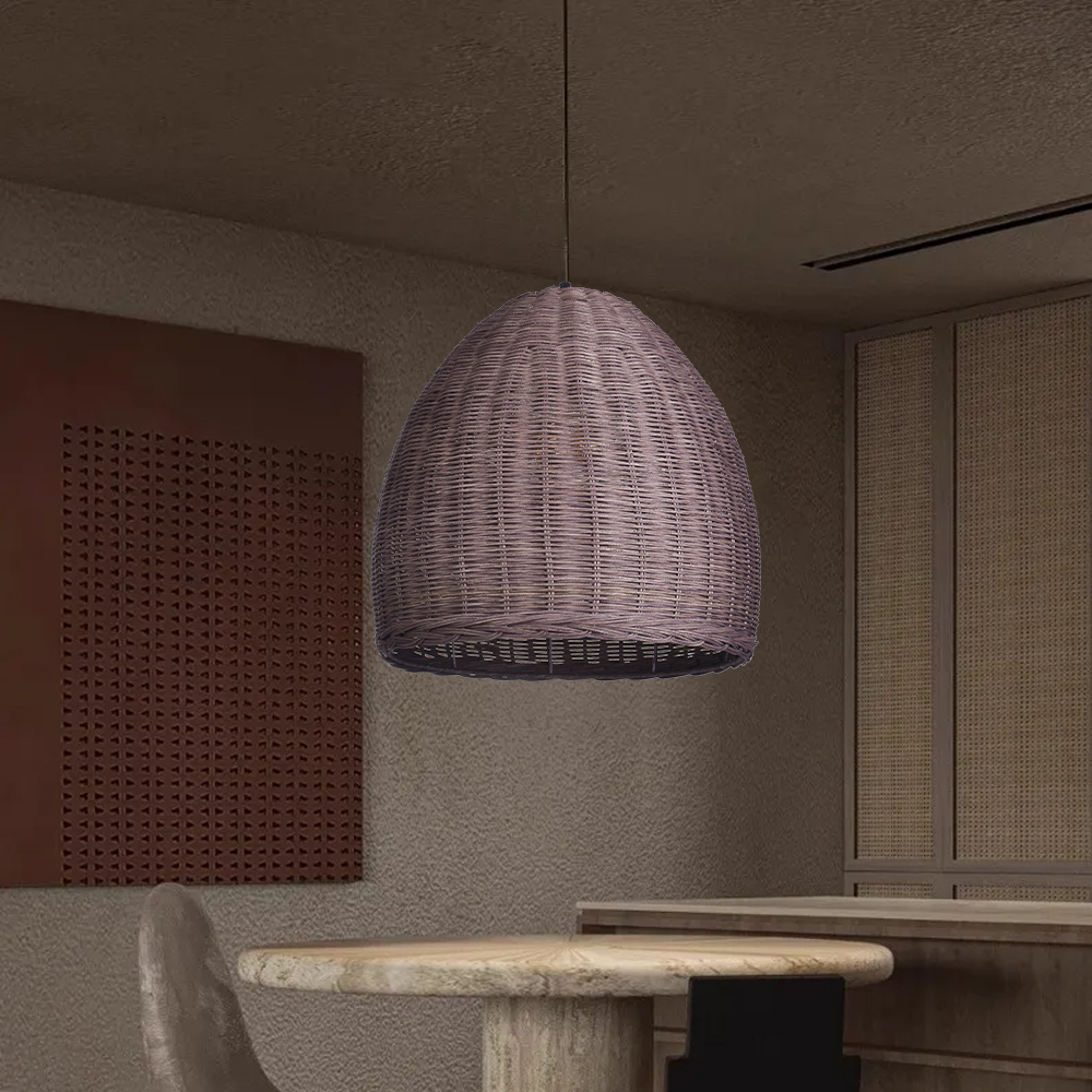 Handmade Rattan Chandelier Wabi-Sabi Vintage Rattan Pendant Light For Dining Room