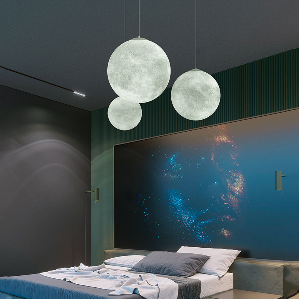 Commercial Design Exhibition Room Resin Chandelier Bar Restaurant Decor Moon Pendant Lamp