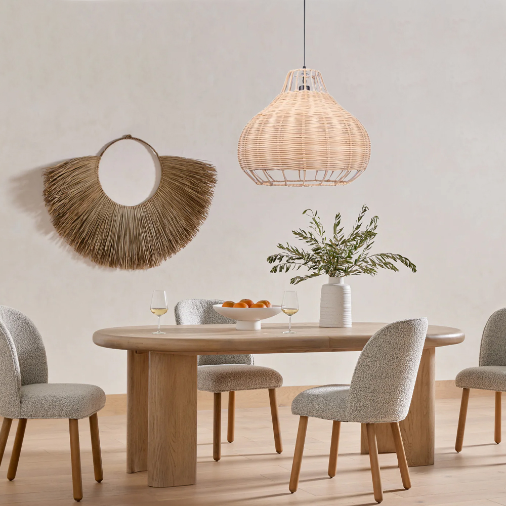 Scandinavian Hand Woven Ceiling Light Fixture Creative Rattan Pendant Lamp