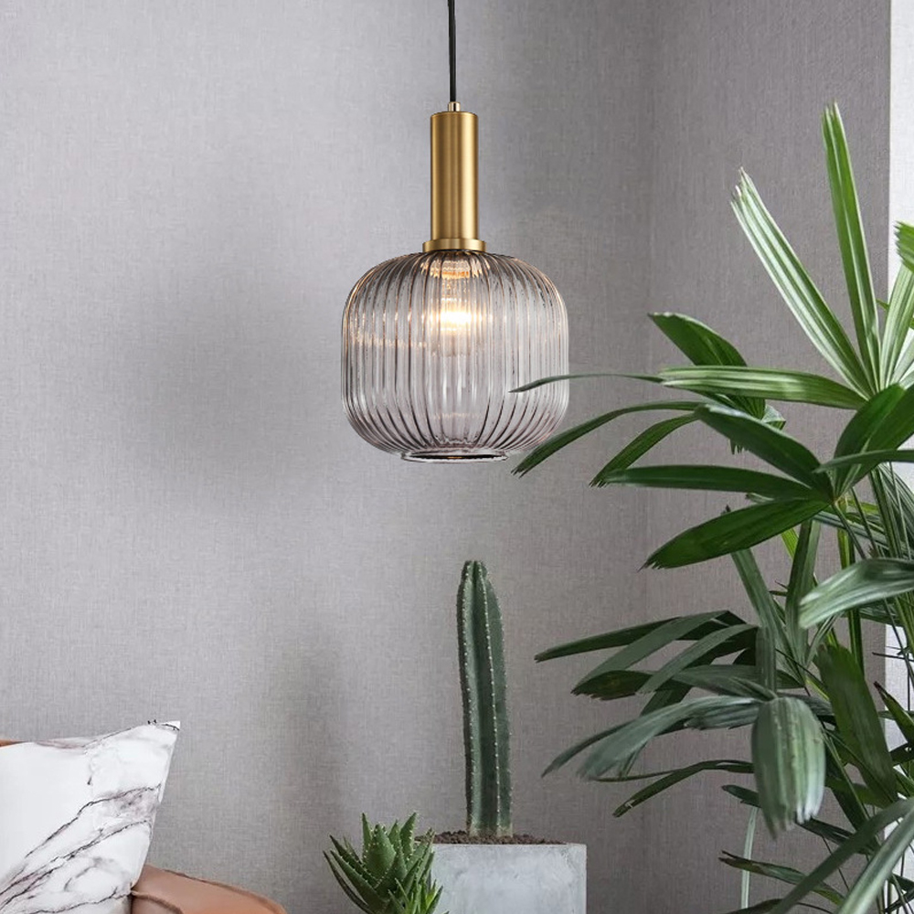 Dark Green Small Glass Pendant Light Kitchen Island Restaurant Retro Chandelier American Home Lighting
