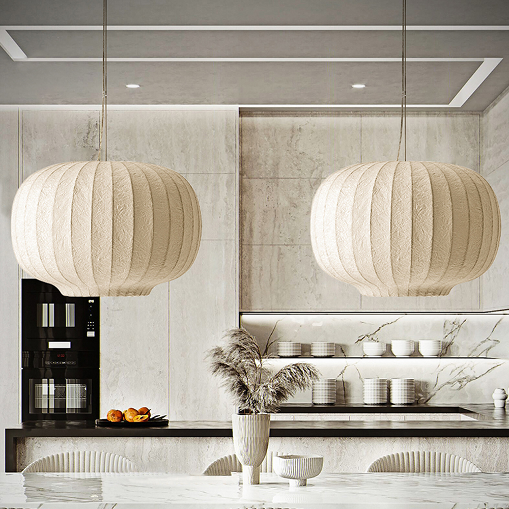 Japanese Style Wabi-sabi Silk Pendant Light Fixture Restaurant Art Chandelier