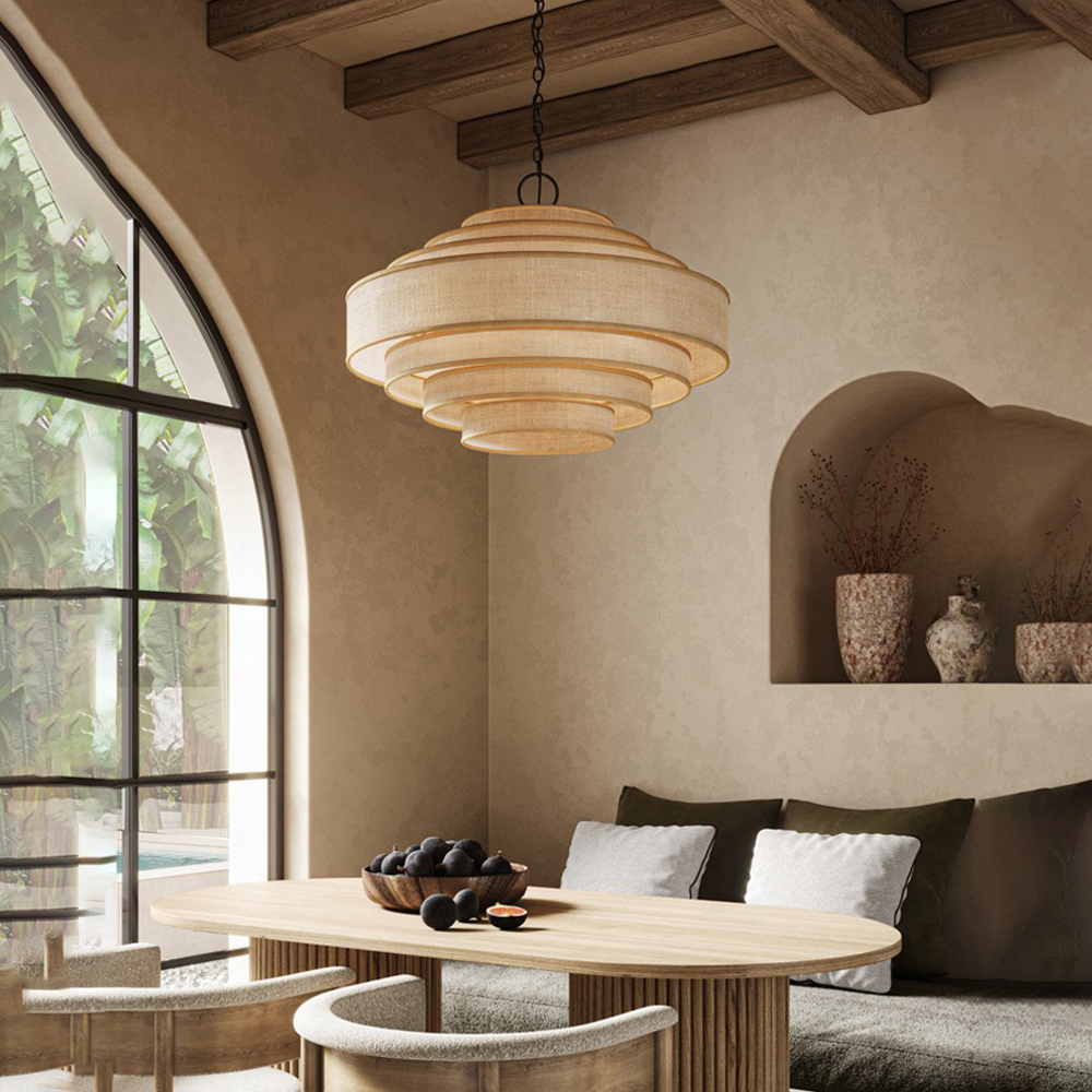 Wabi-sabi Retro Designer Pendant Lamp B&B Lobby Reception living Room Fabric Chandelier