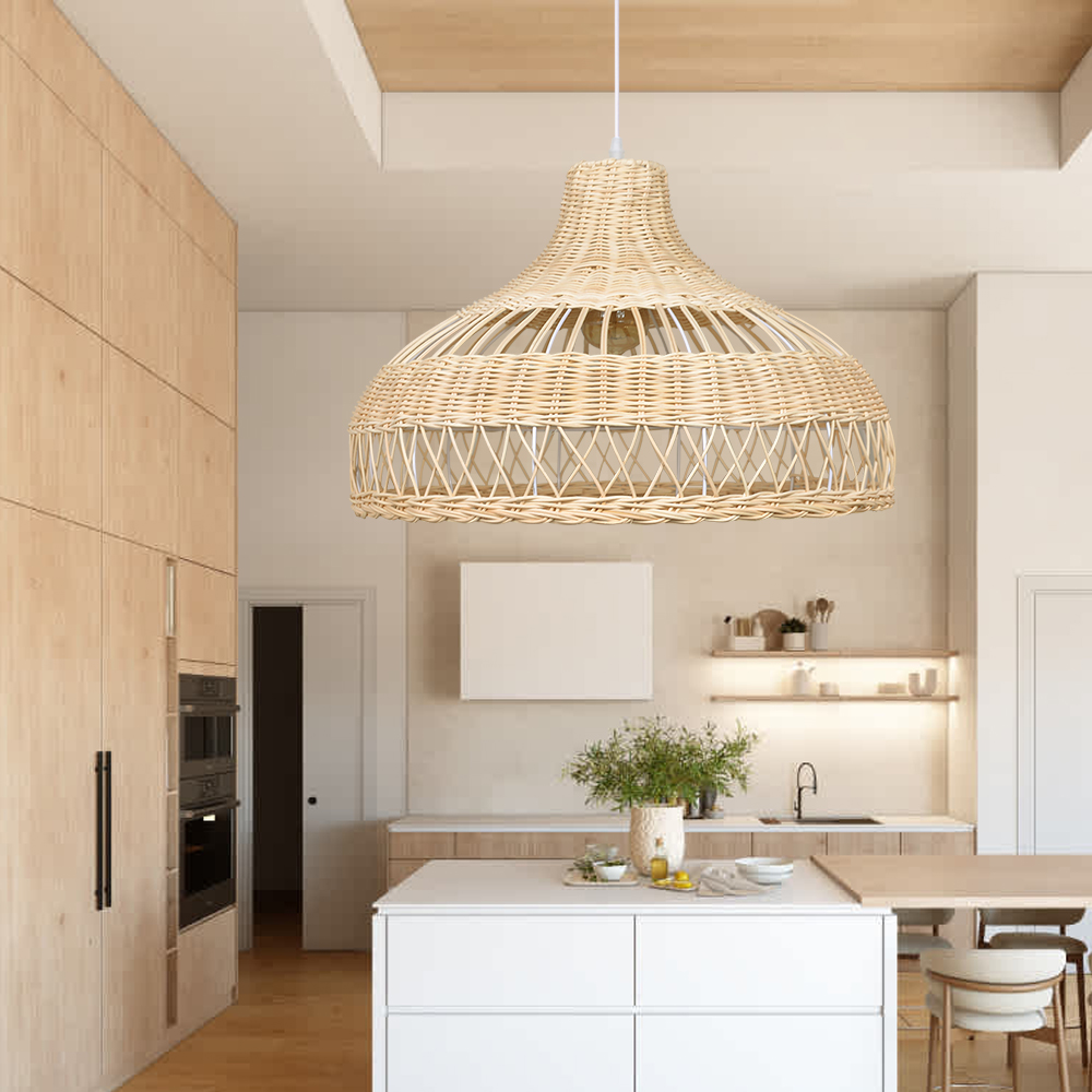 Rattan Pendant Lampshade Hand-woven Japanese Restaurant Retro Dining Table Hanging Lamp