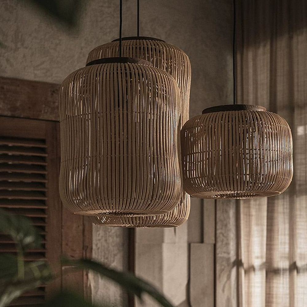 Wabi-sabi Style Retro Rattan Chandelier Japanese B&B Restaurant Hand-woven Pendant Lights