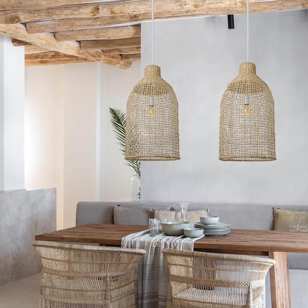 Hand Woven Lighting Dining Room Rattan Pendant Lights